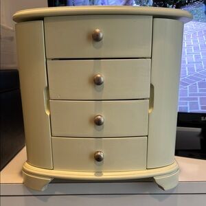 Cream Jewelry Box with Drawers